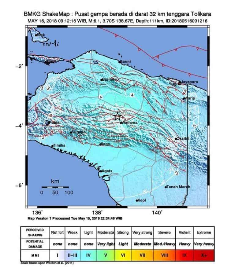 Gempa Magnitudo 6,1 SR Mengguncang Tolikara