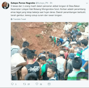 Longsor 5 Penambang Emas Ilegal Ditemukan Tewas di Sulawesi